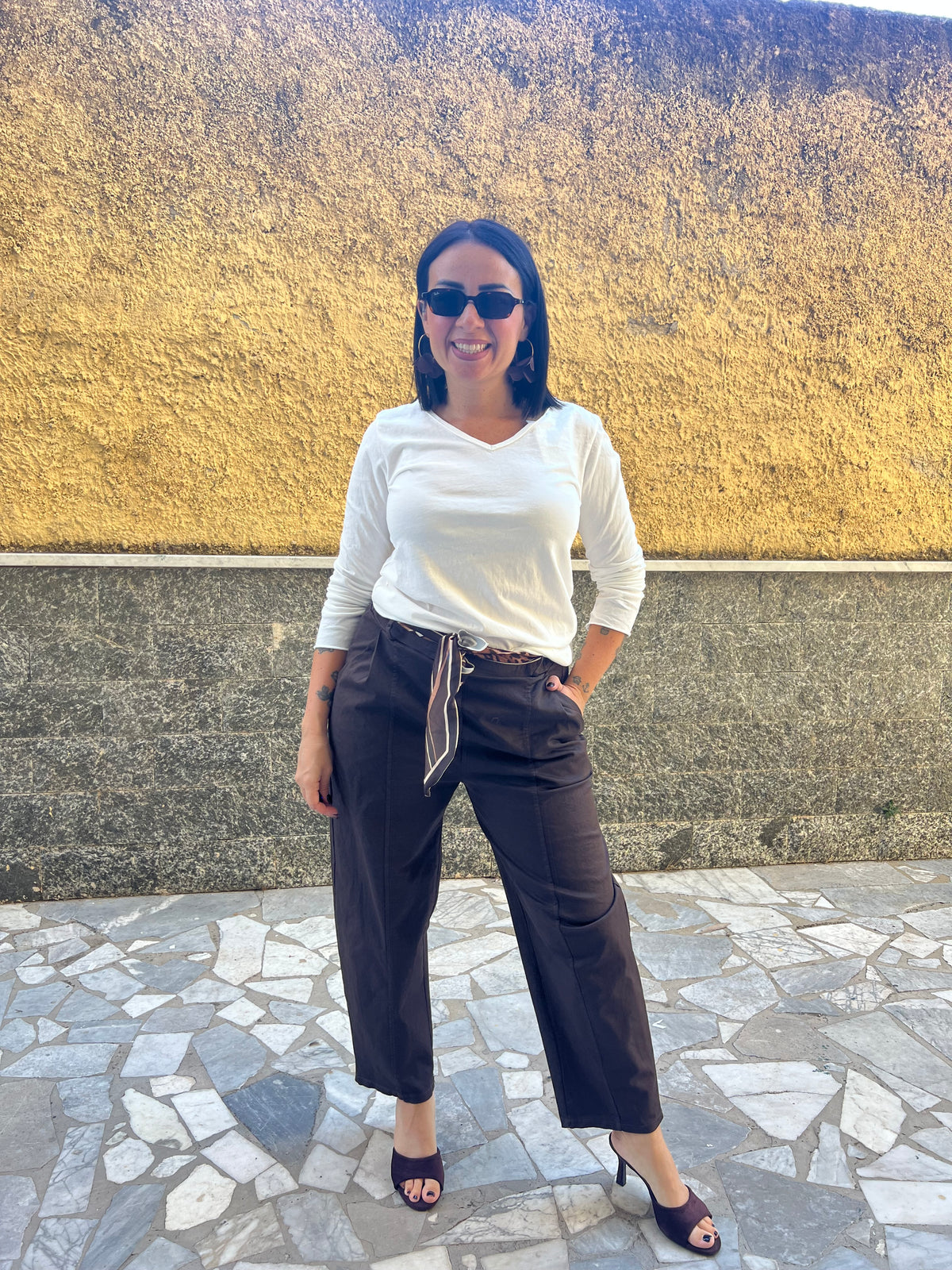 Pantaloni foulard 111342 Marrone