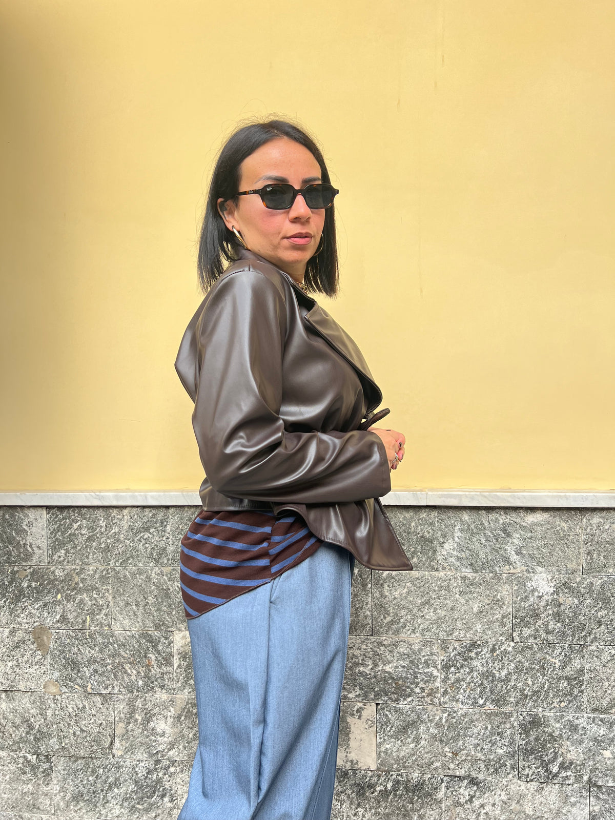 Giacca ecopelle 8976 Marrone