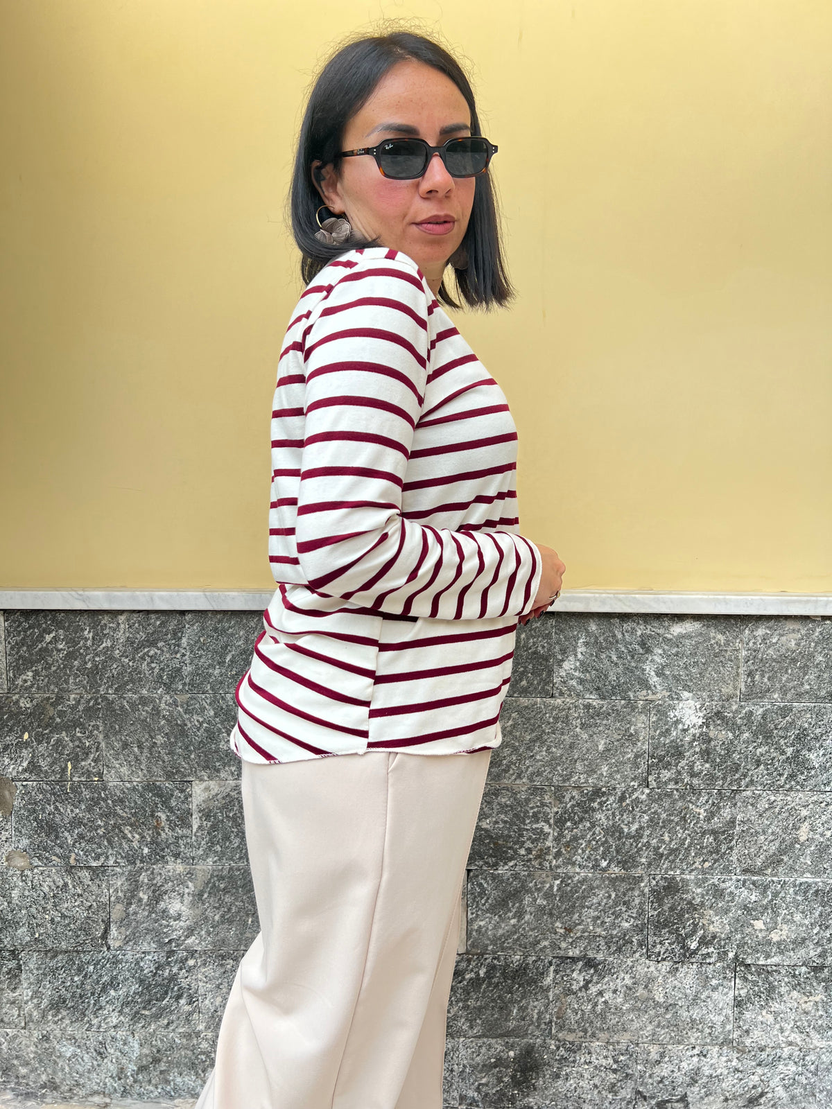 Maglia Patty righe Bordeaux & panna 55671
