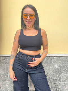 Top Crop  Lycra Nero