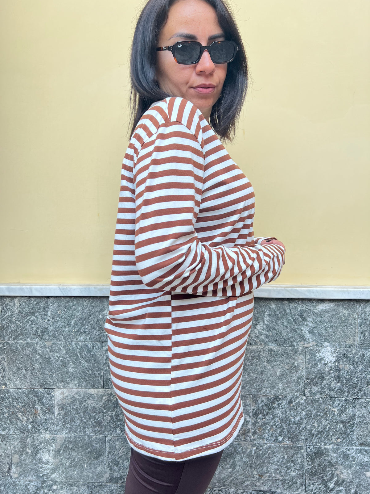 Maglia righe Marrone 5610