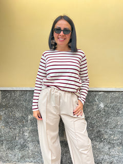 Maglia Patty righe Bordeaux & panna 55671