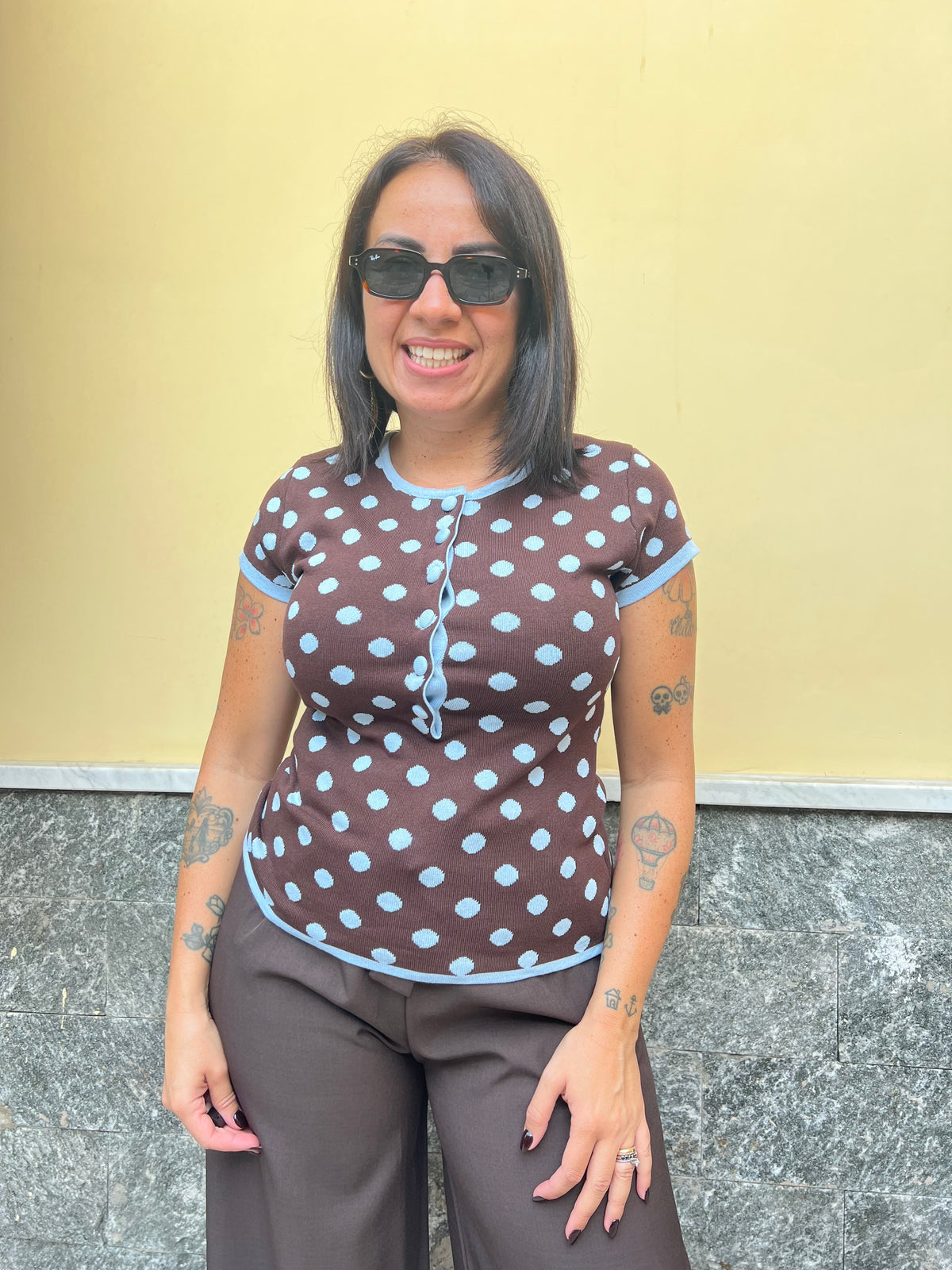 Maglia Pois Marrone