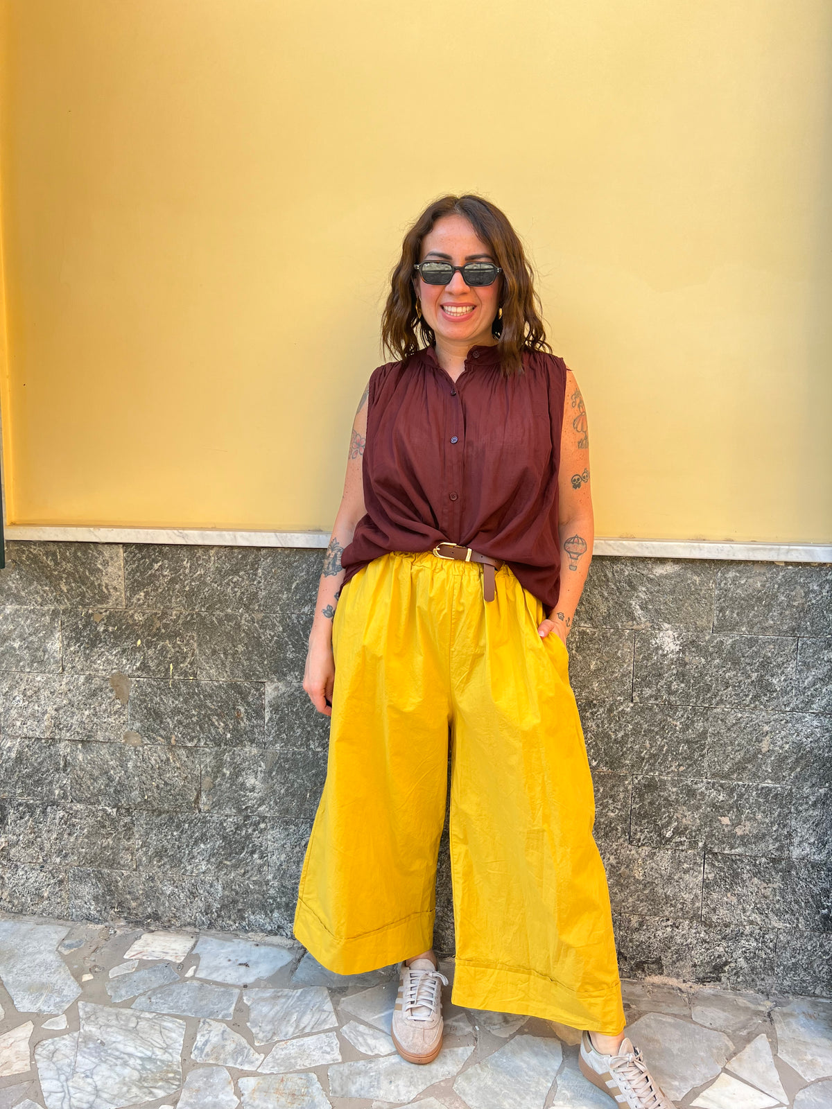Pantaloni Piegone Ocra