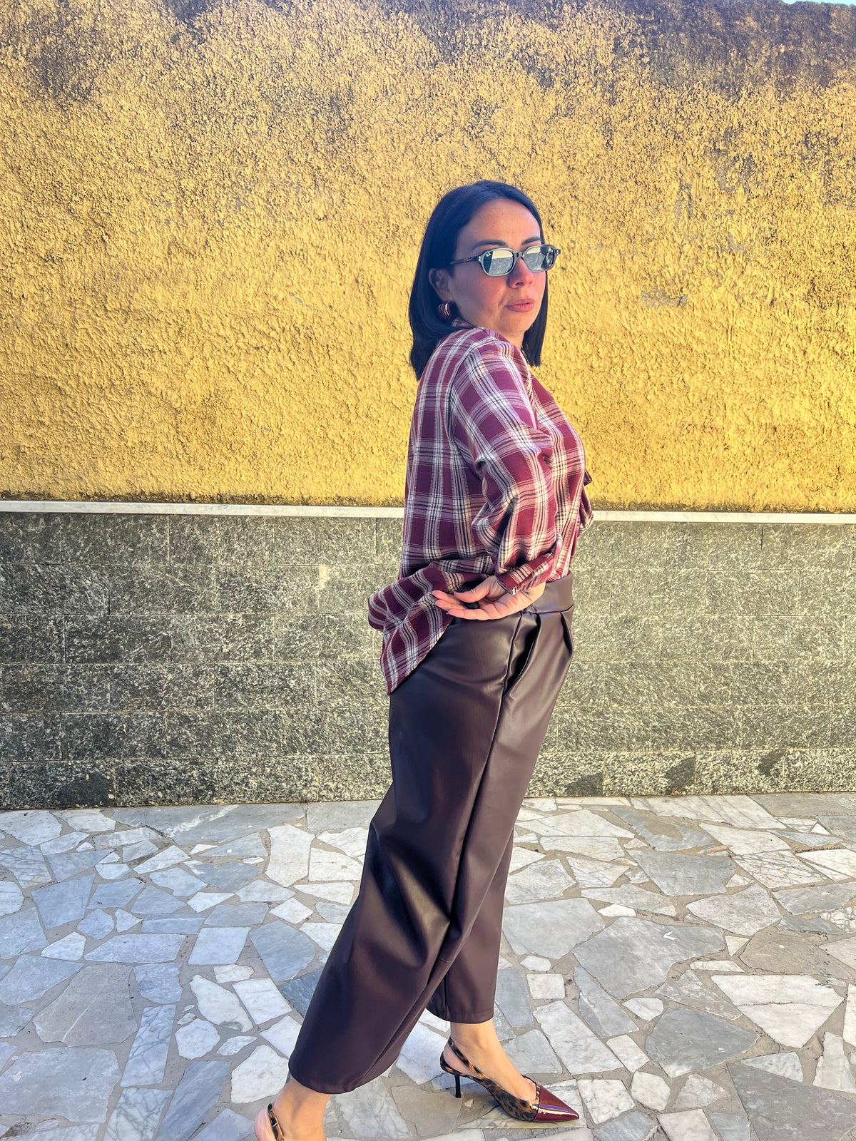 Pantaloni ecopelle Bordeaux  91098