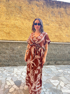 Abito Foglie Marrone
