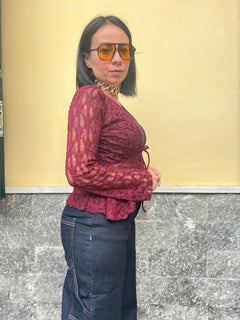 Cardigan Merletto Bordeaux