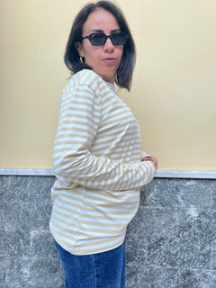 Maglia righe Beige 5610