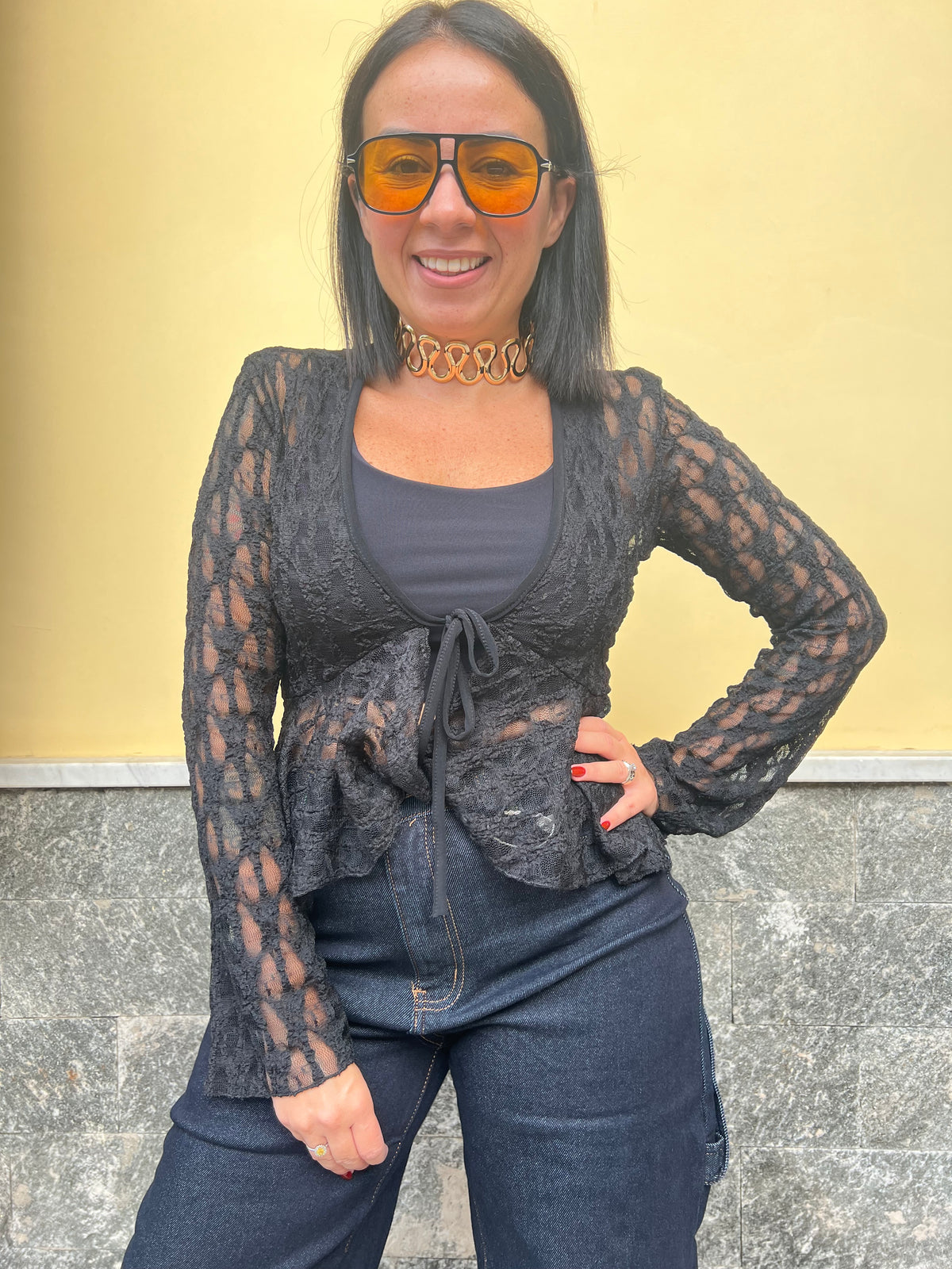 Cardigan Merletto Nero