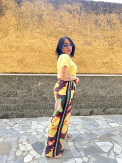 Pantaloni Fiori Marrone 65793