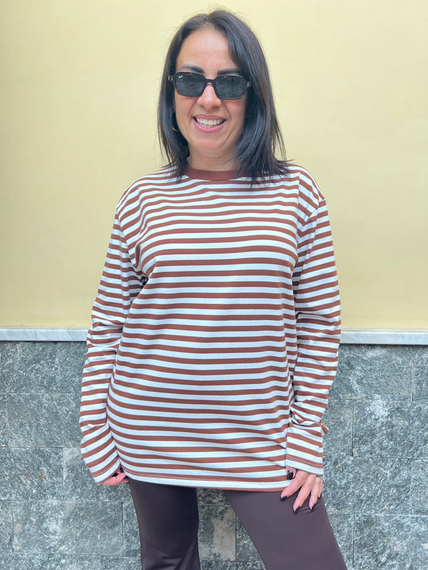 Maglia righe Marrone 5610