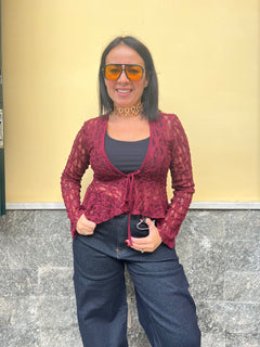 Cardigan Merletto Bordeaux