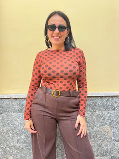 Maglia Pois Misto Cashmere Mattone