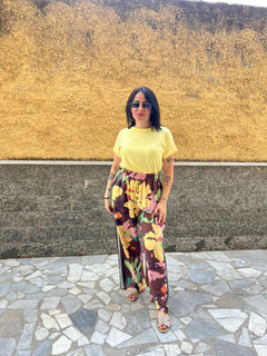 Pantaloni Fiori Marrone 65793