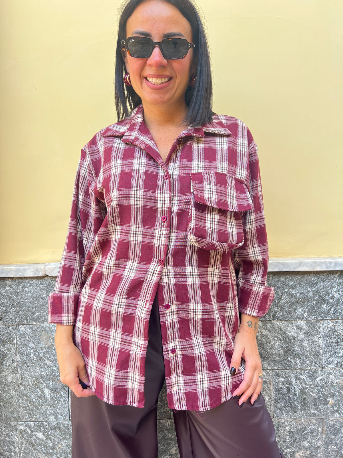 Camicia Quadri Bordeaux 111342