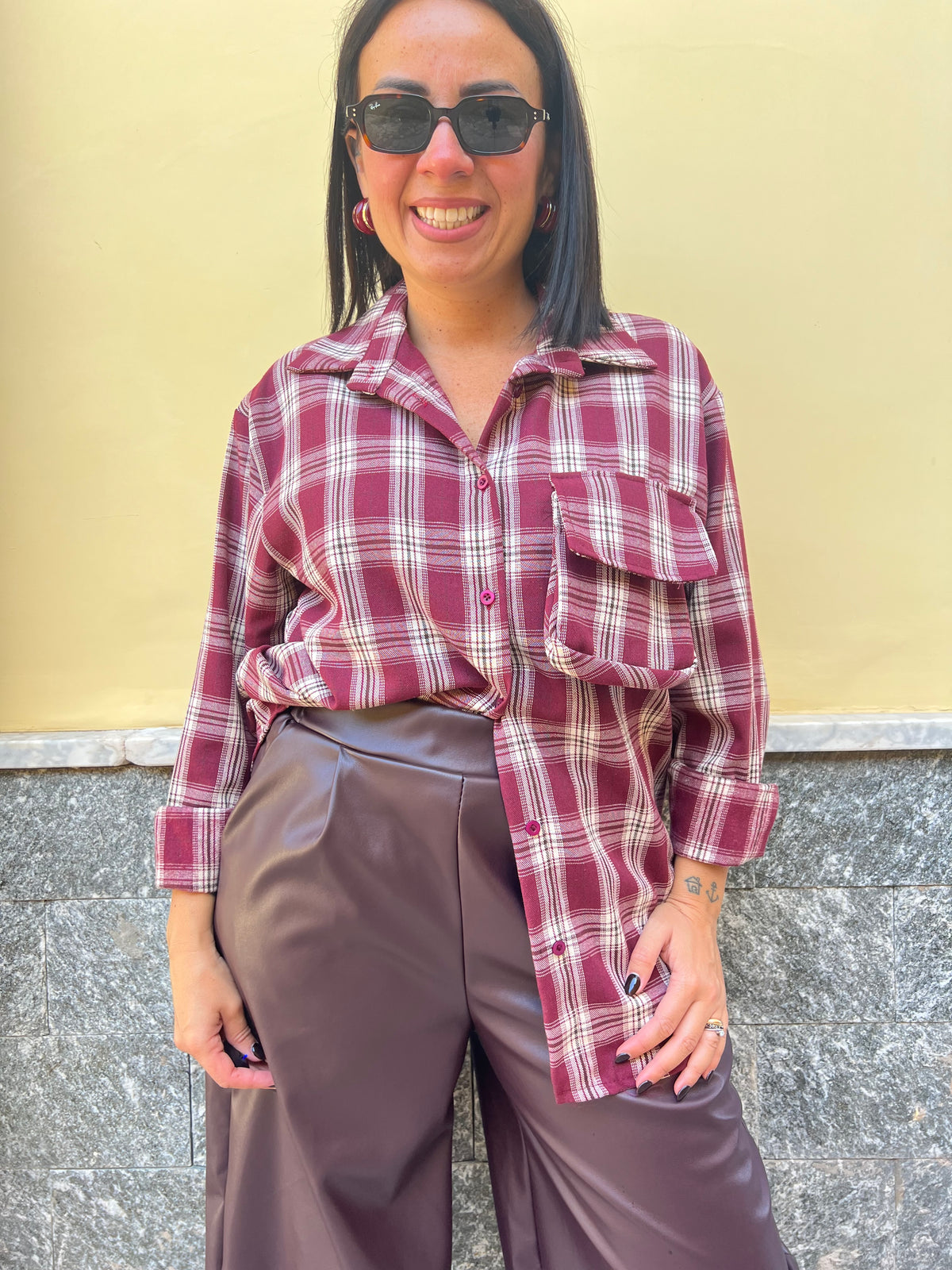 Camicia Quadri Bordeaux 111342
