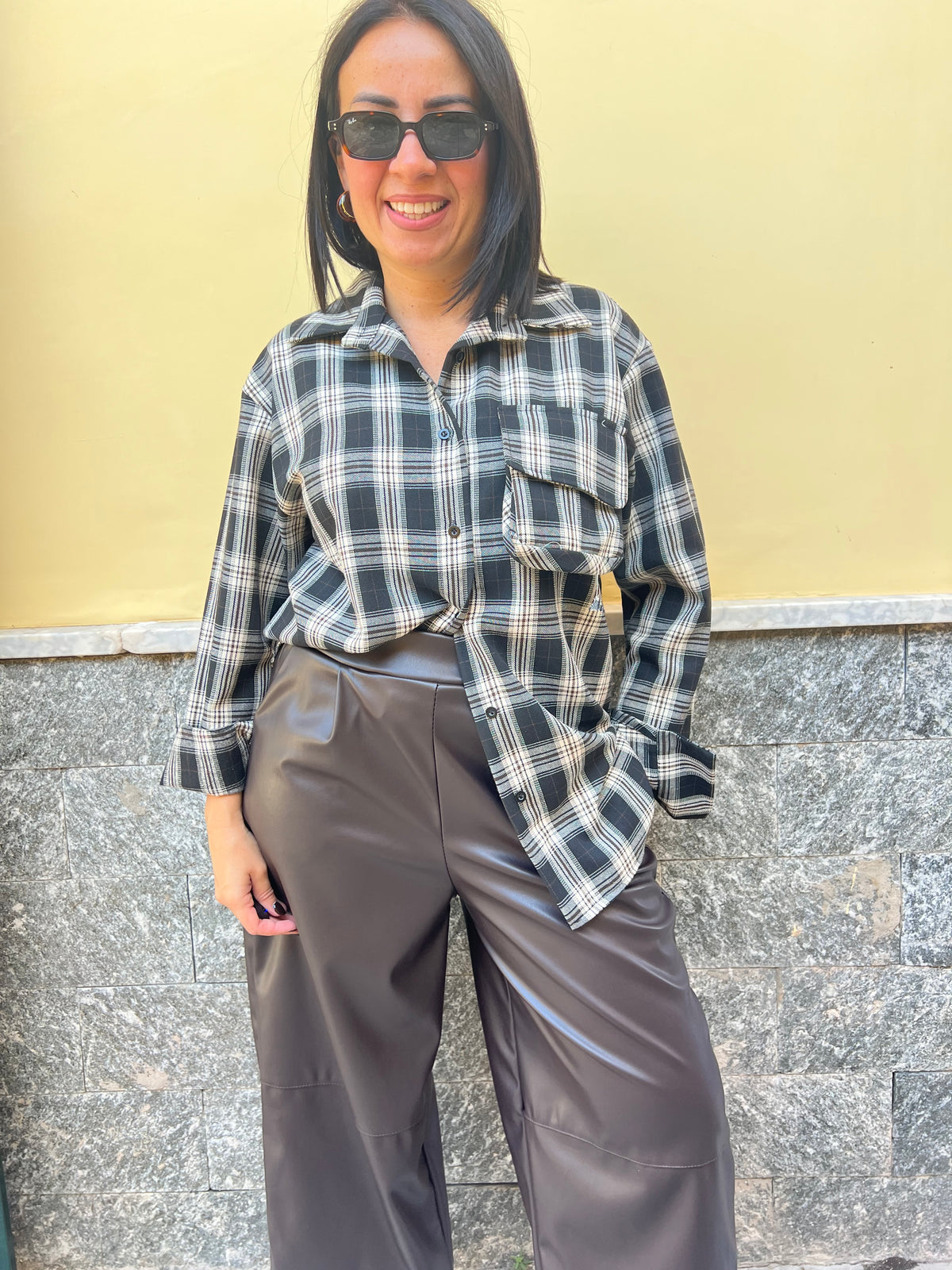 Camicia Quadri Nera 111342