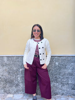 Cardigan doppio petto panna 10501281