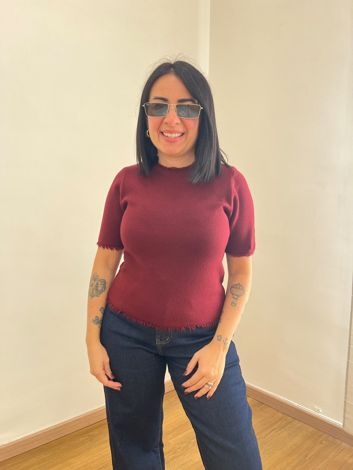 Pull Frange Bordeaux  42512