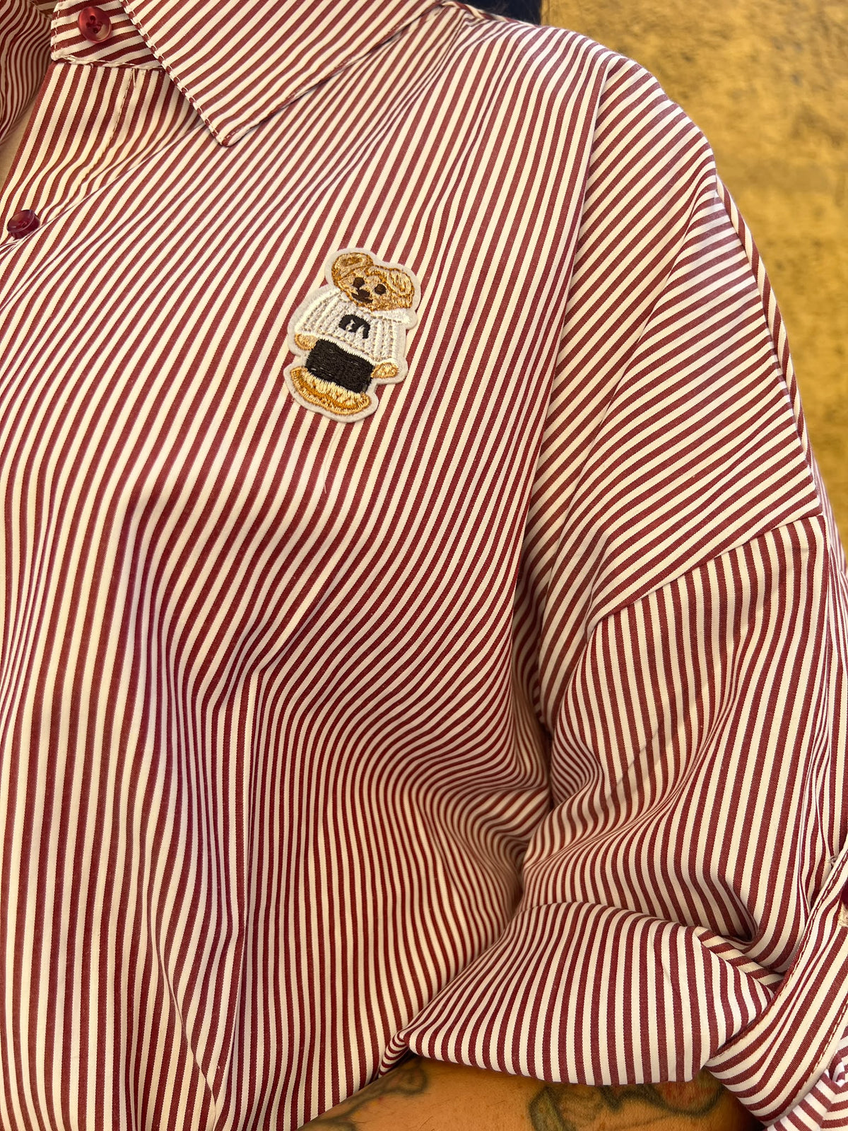Camicia Righe Teddy Bordeaux 851037