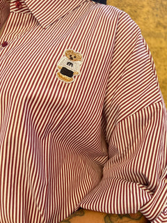 Camicia Righe Teddy Bordeaux 851037