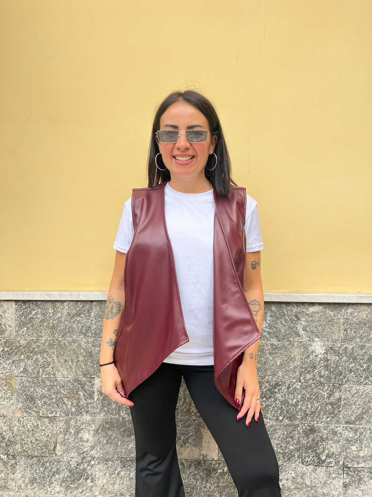 Gilet ecopelle Bordeaux