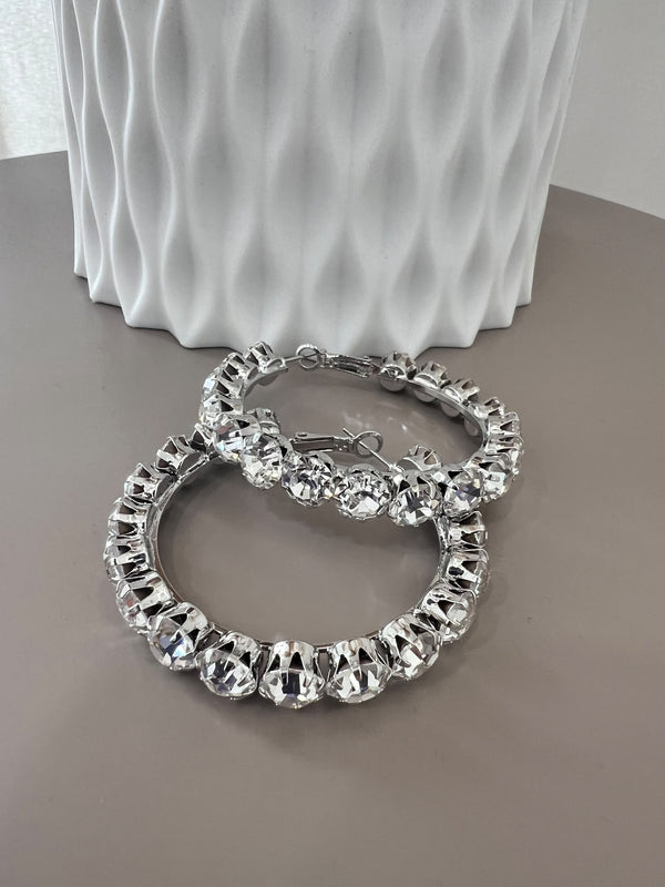 Orecchini Cerchio Brillantinato Argento 25305