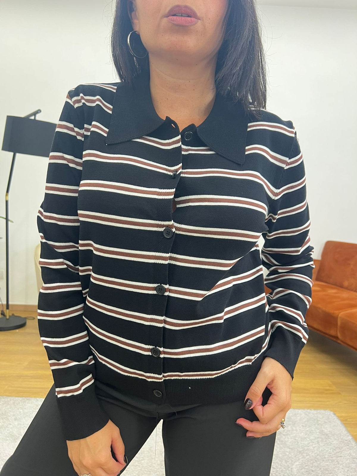 Cardigan Righe Nero