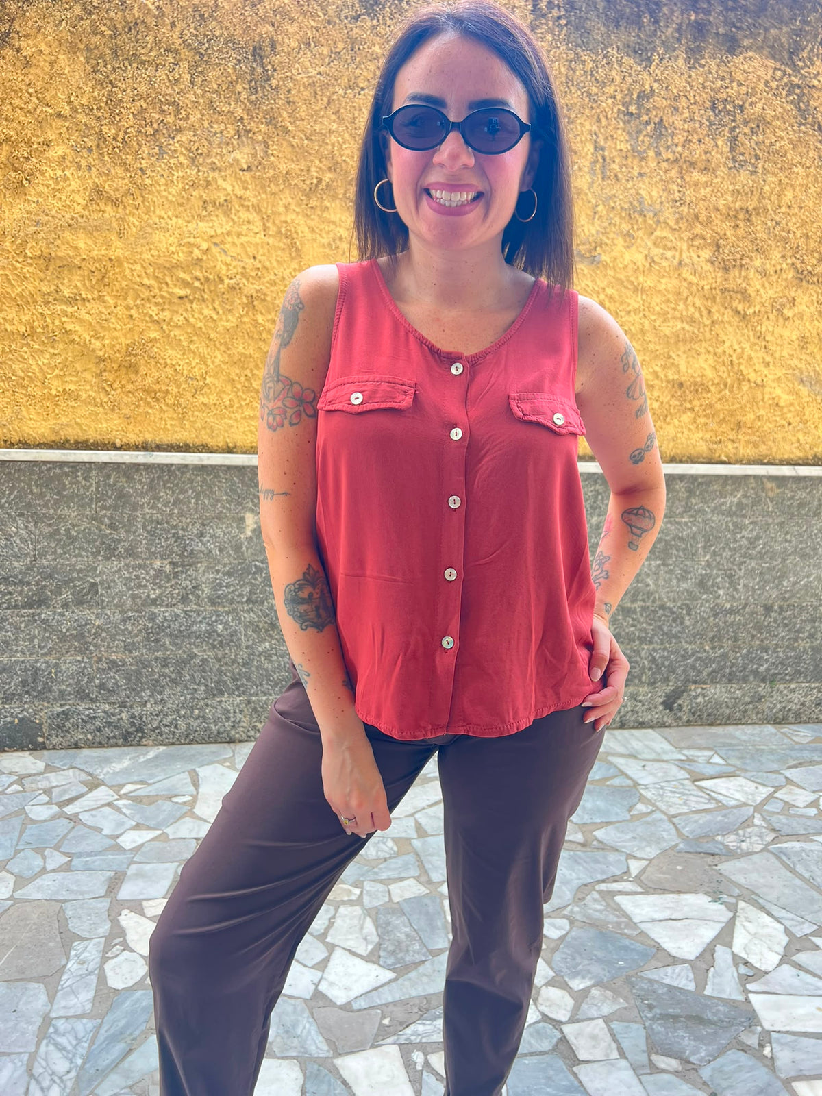 Canotta Bottoncini Mattone  6732