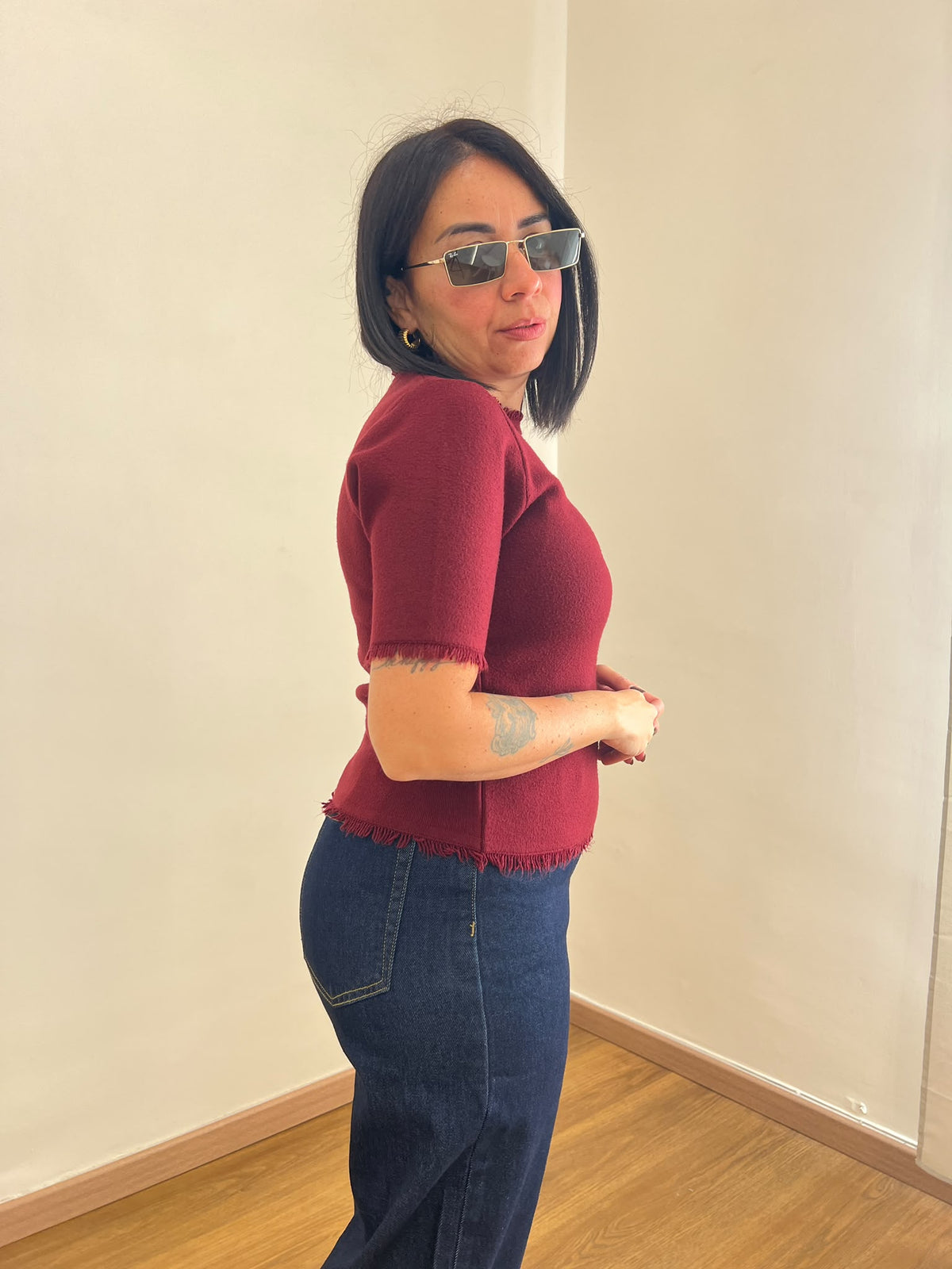 Pull Frange Bordeaux  42512