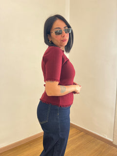 Pull Frange Bordeaux  42512