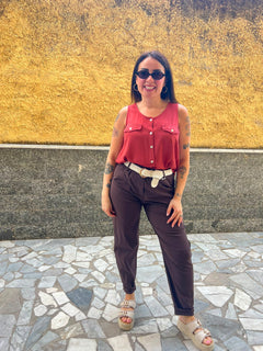 Pantaloni Martina Marrone  7854