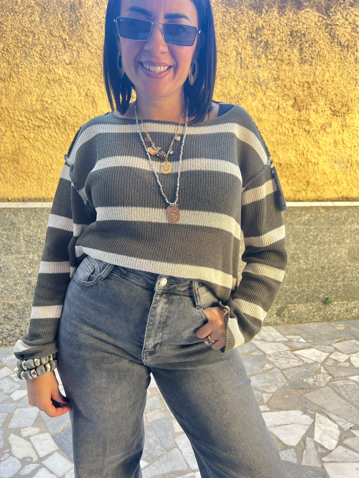 Jeans piegone Grigio 8976