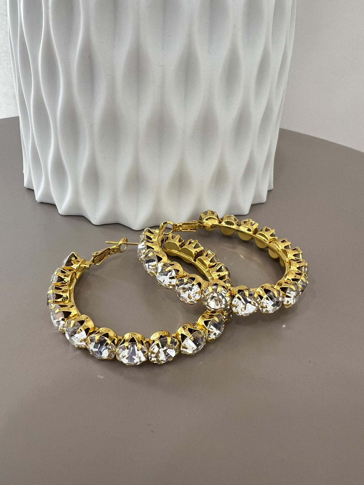 Orecchini Cerchio Brillantinato Oro 25305