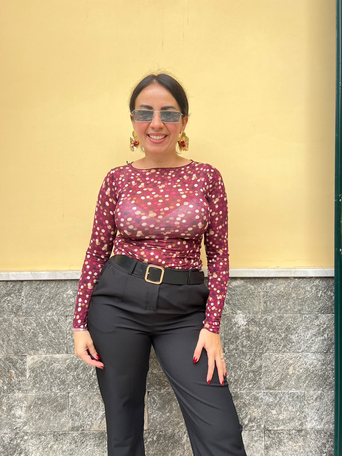Maglia Misto Cashmere Tris Poic Bordeaux 7854