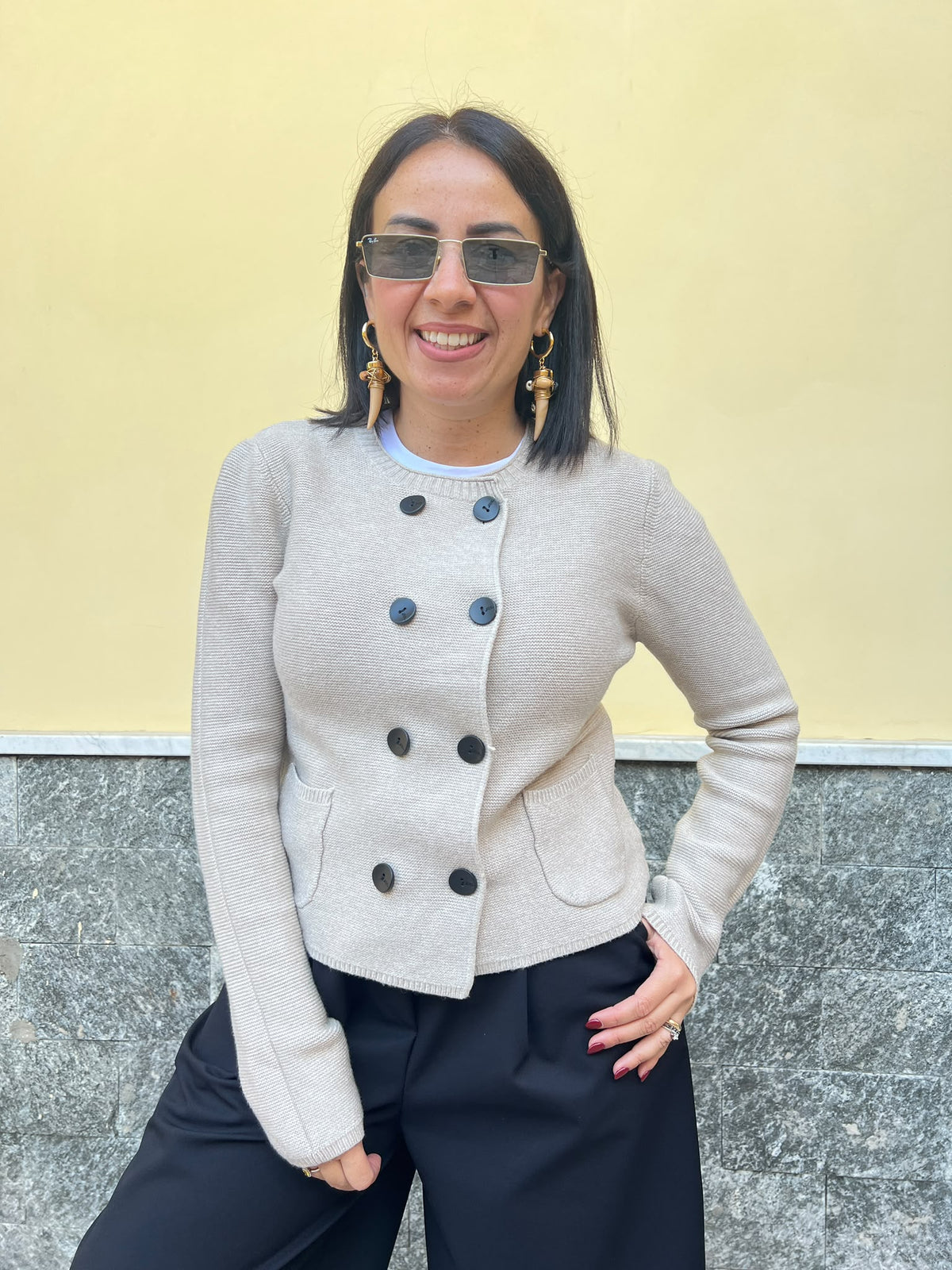 Cardigan doppio petto Melange 10501281