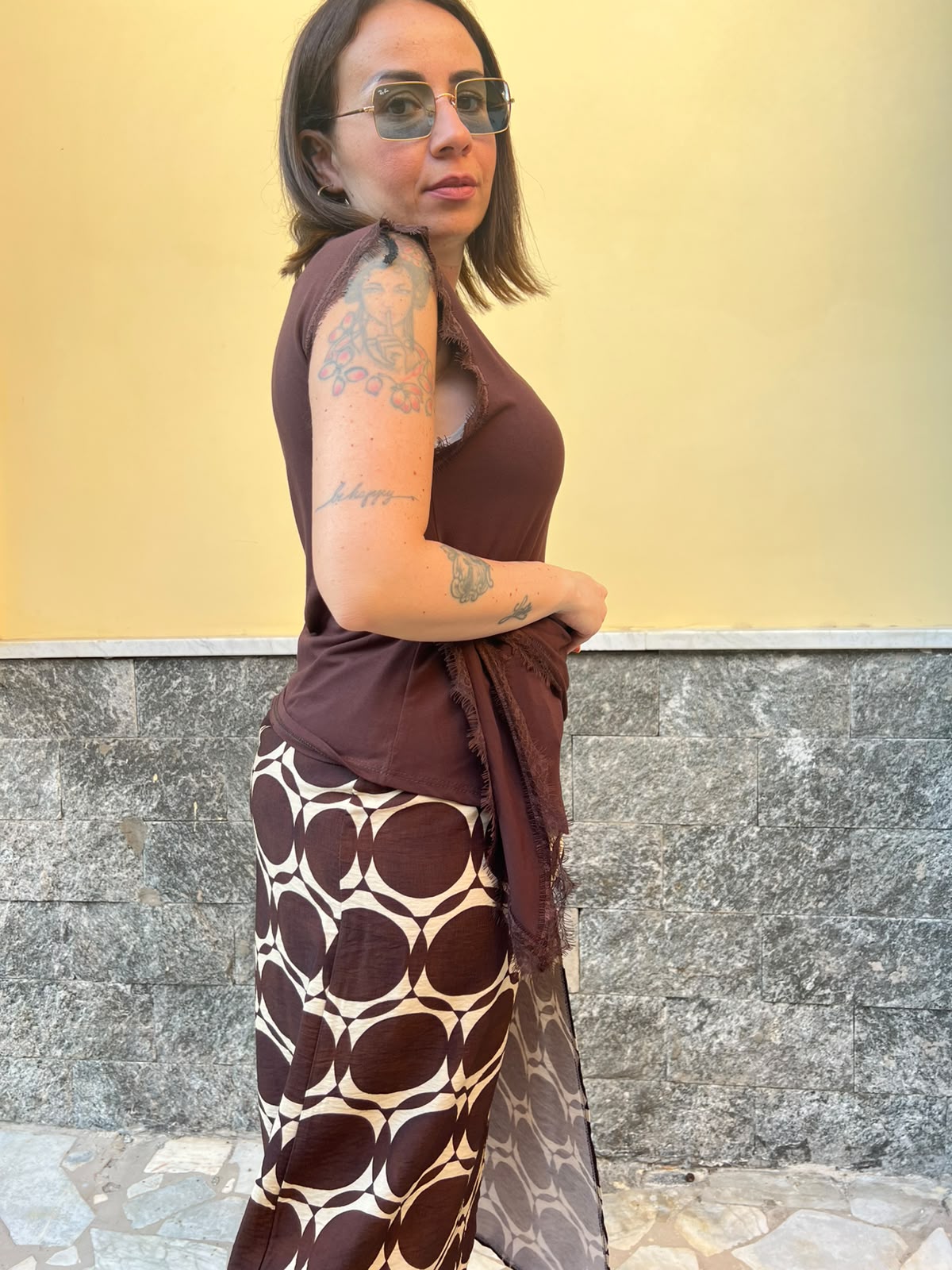 Maglia Merletto Marrone  6732