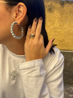 Orecchini Cerchio Brillantinato Argento 25305