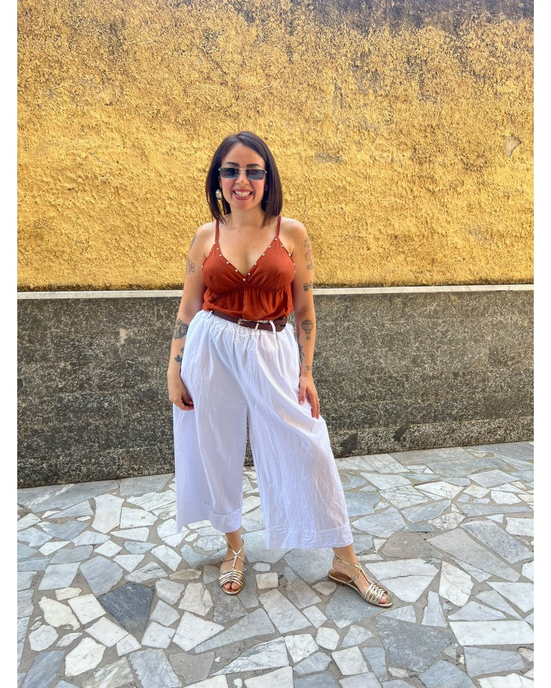 Pantaloni Piegone Bianco 8976